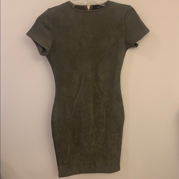 AKIRA Dresses & Skirts - Hunter green fitted suede dress